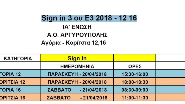 Sign in 3ου Ε3 2018 – 12 16