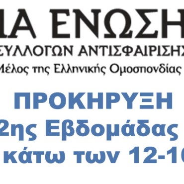 Προκήρυξη Ε3 42ης Εβδομάδας 2024 OPEN κάτω των 12-16 ετών